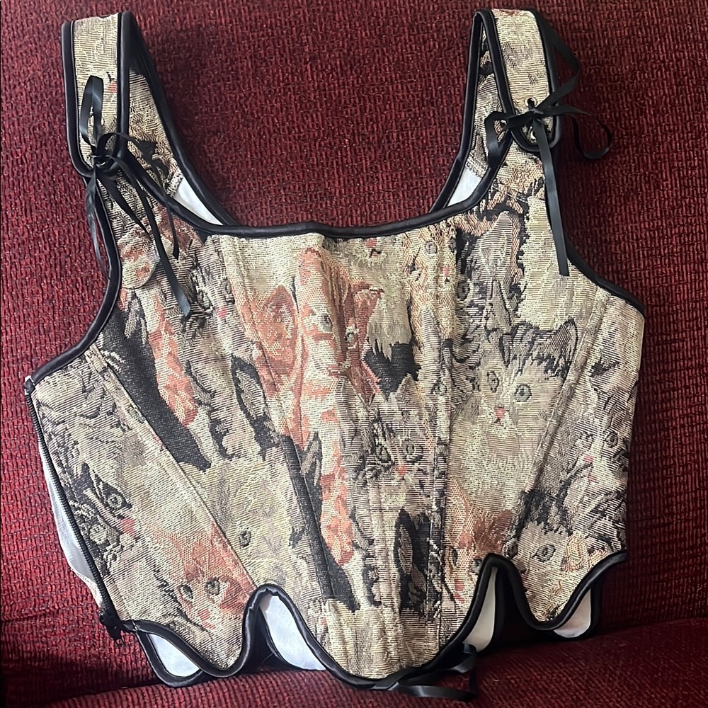 Cat Print Corset Top